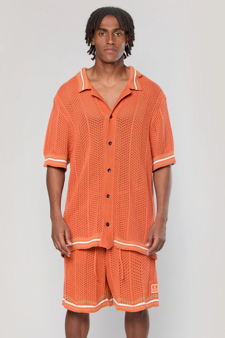 Ainker 802 Terracotta Knit Button Shirt - Image 2