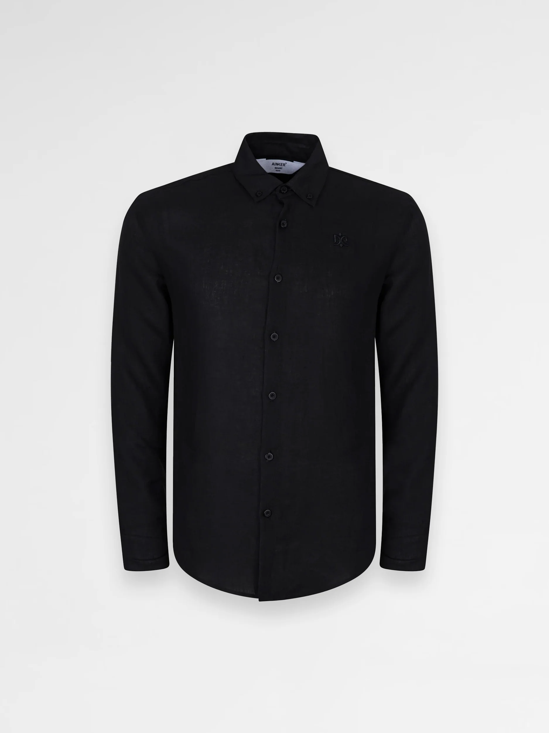 Ainker Linen Black 402 Button Shirt