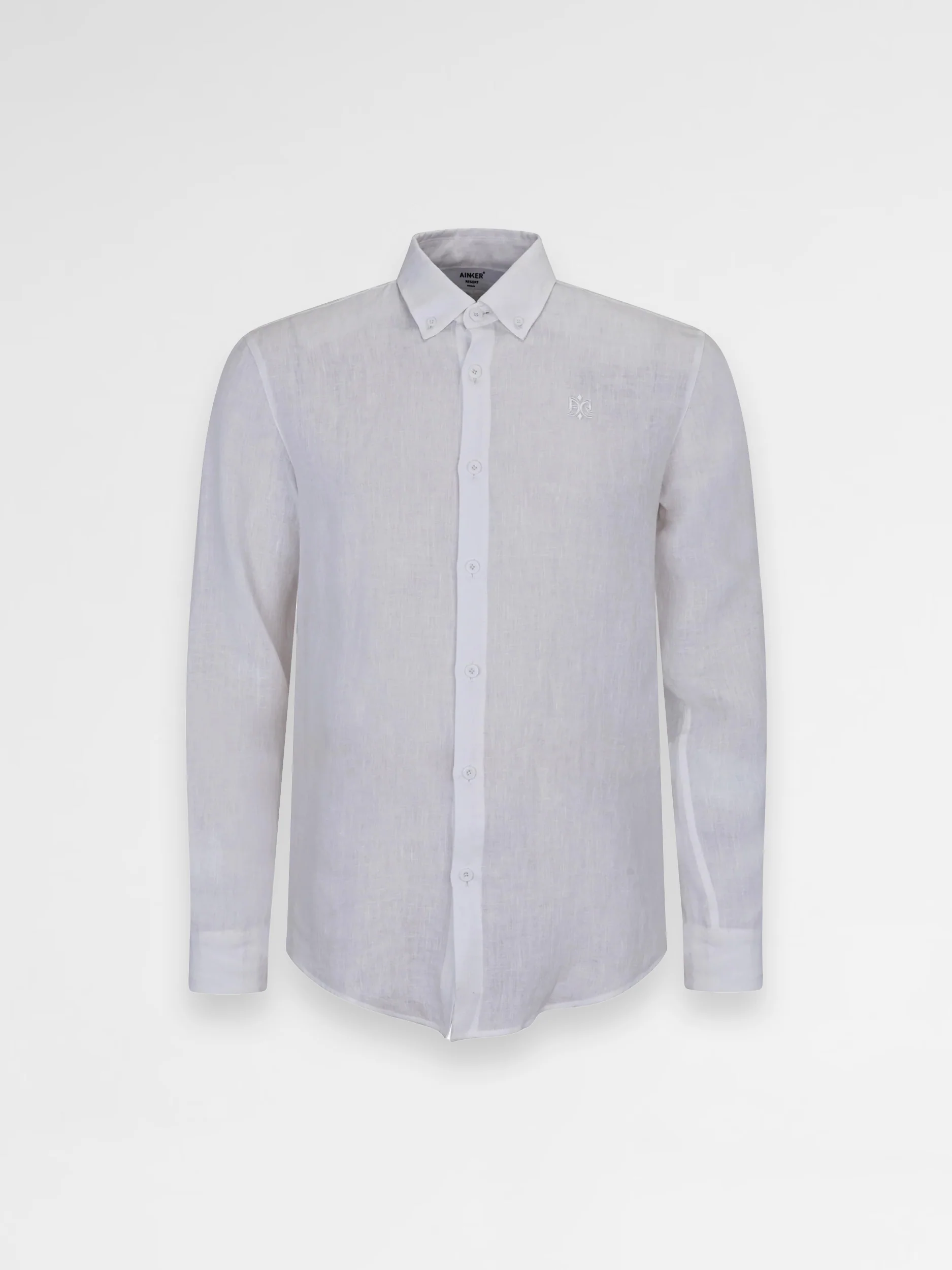 Ainker Linen White 402 Button Shirt