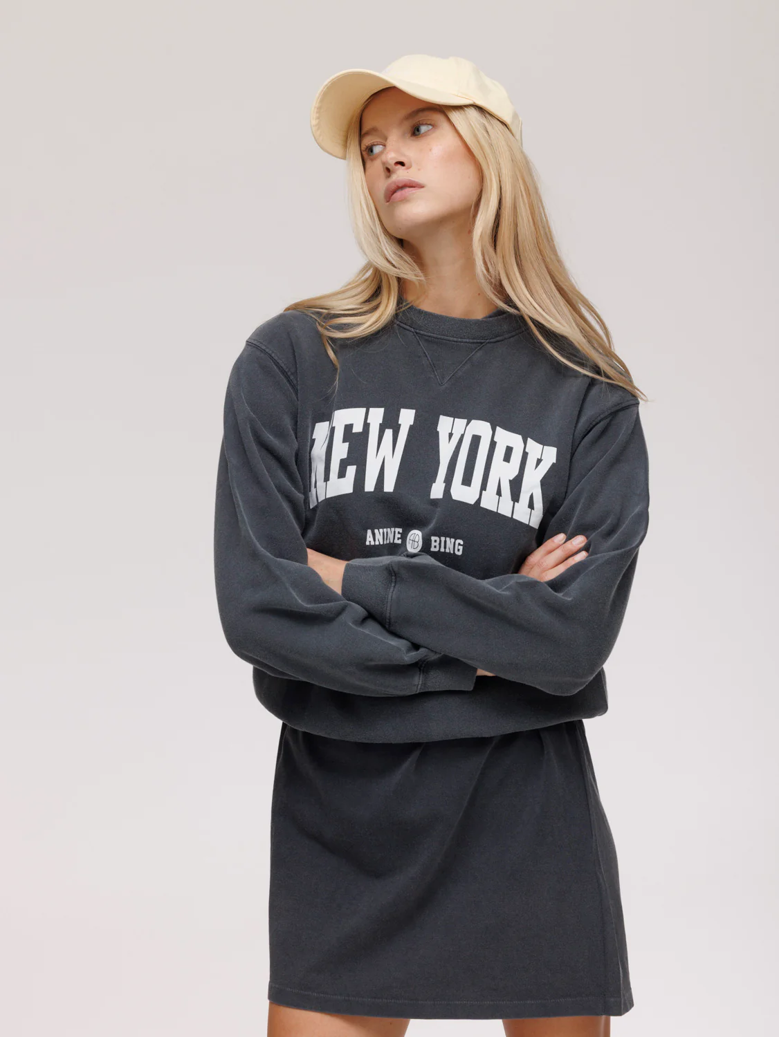 Anine Bing Ramona Sweatshirt University New York - Washed Black - Image 2