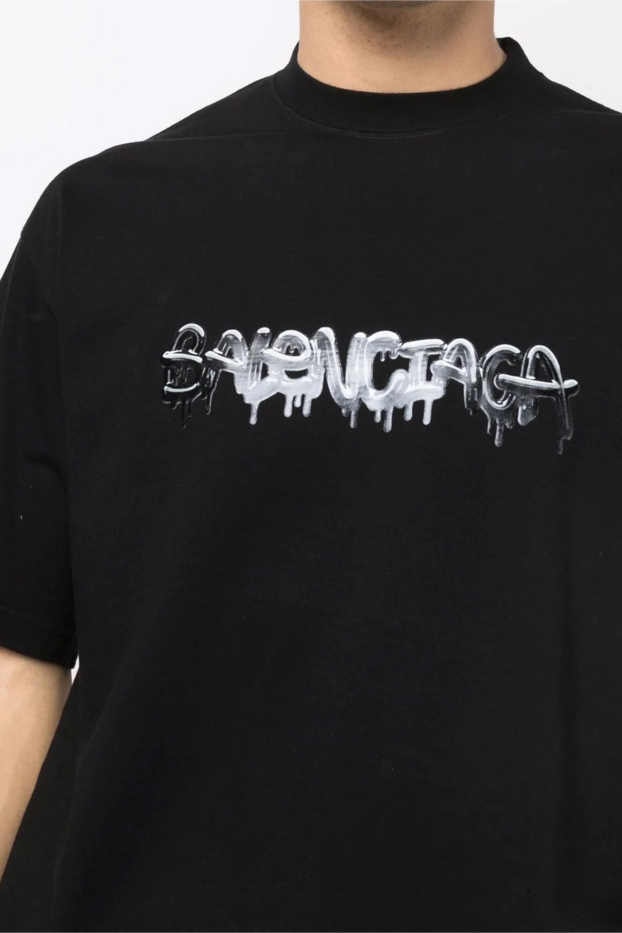 Balenciaga black graffiti-print cotton T-shirt - Image 2