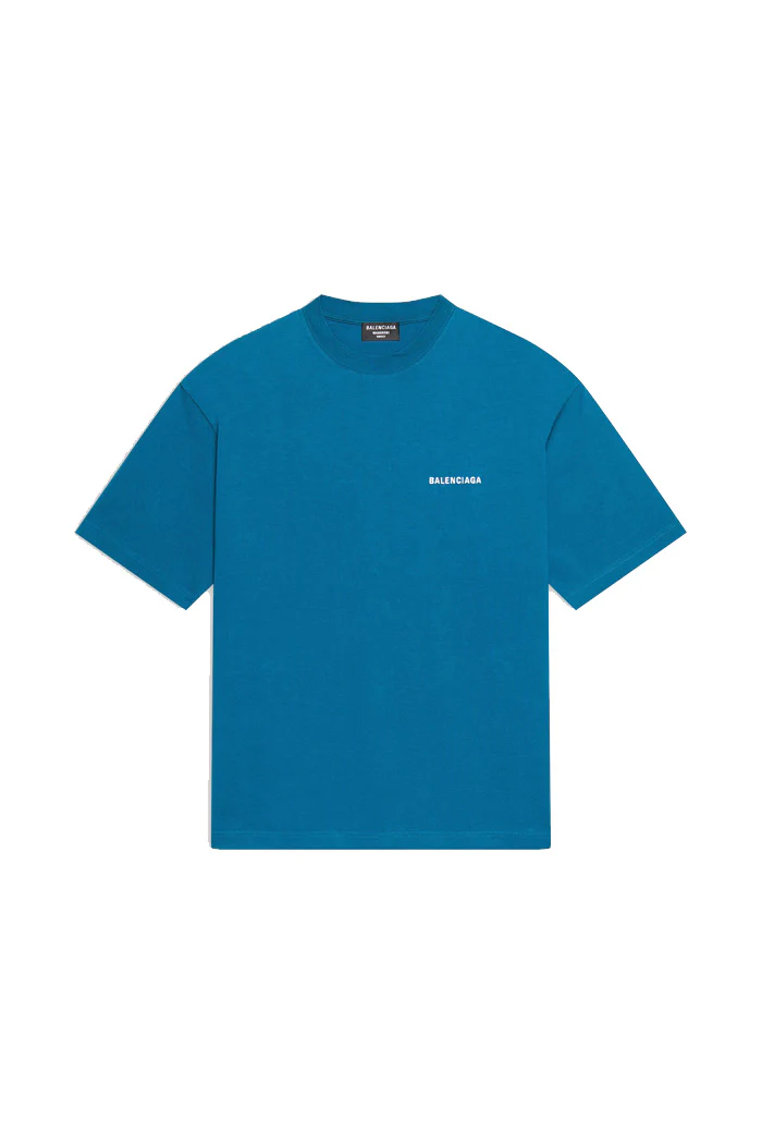 Balenciaga Blue logo cotton T-shirt