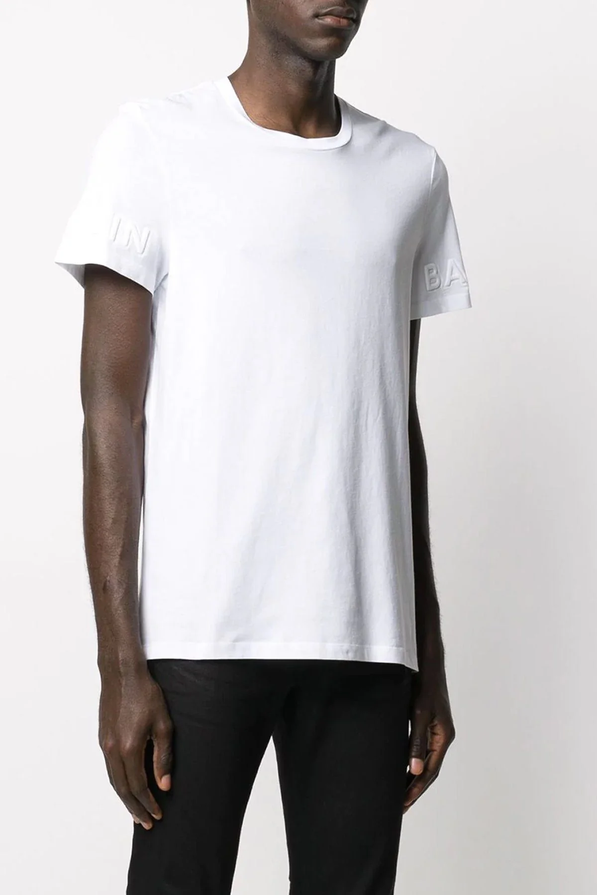 Balmain White Logo T-Shirt - Image 3