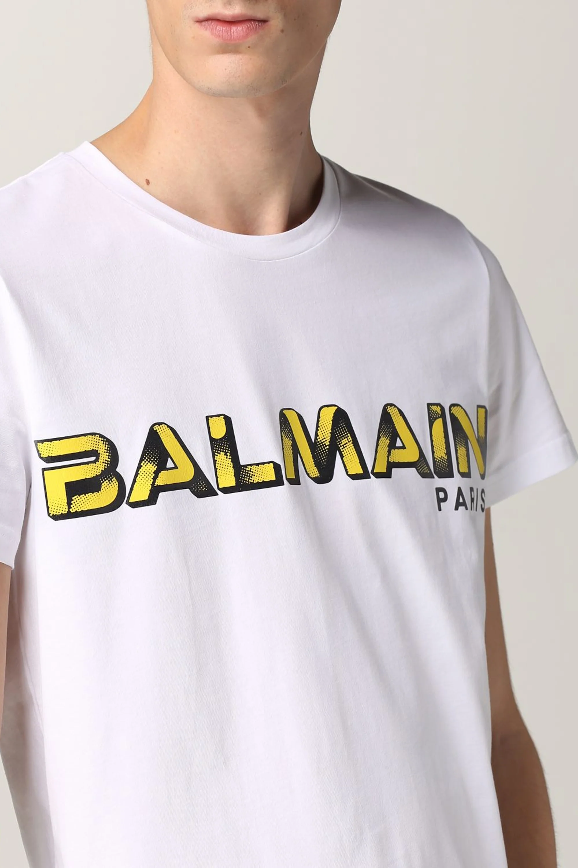 Balmain White T-Shirt Graphic Logo Print - Image 3