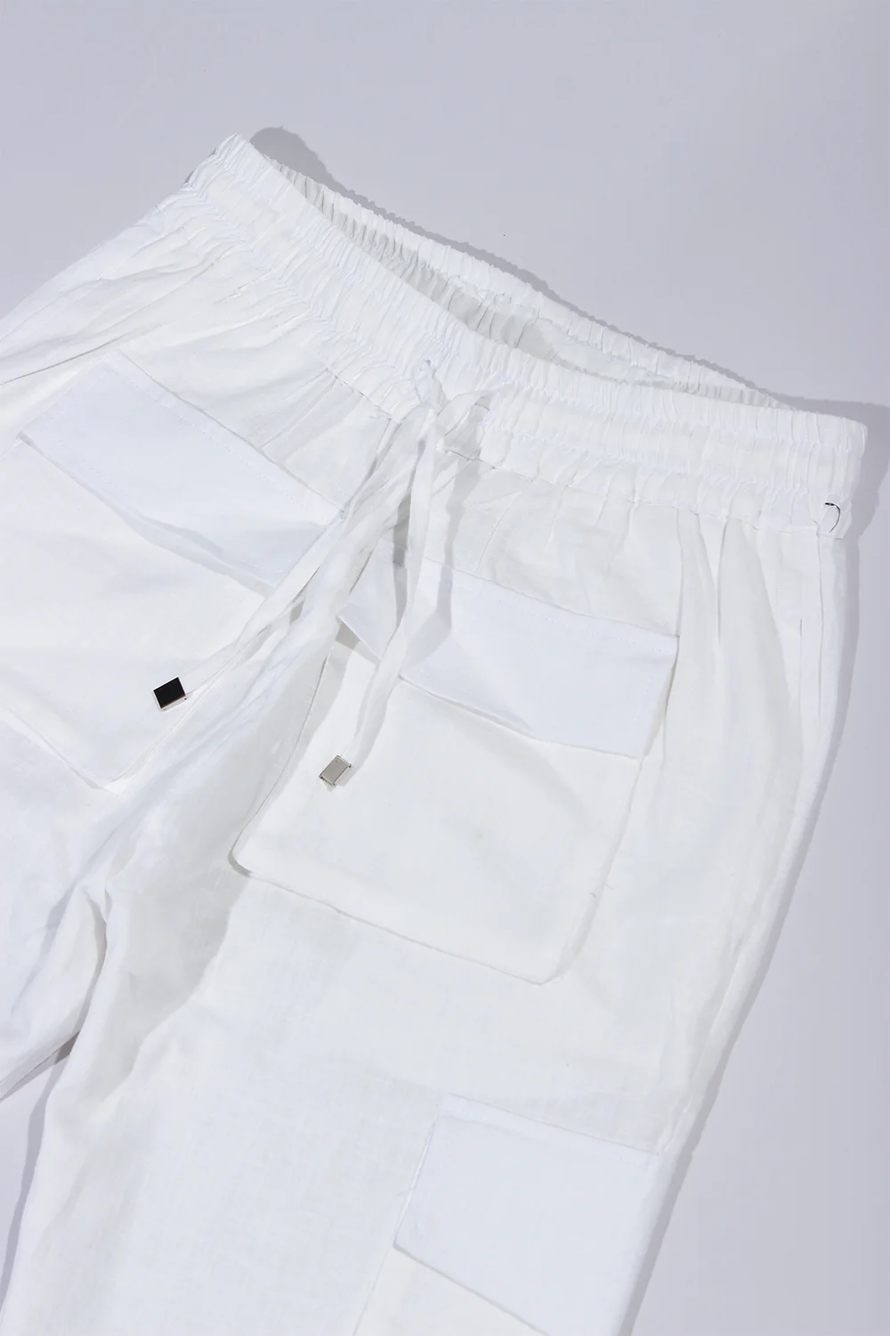 CREW Long Linen Cargo 4 Pockets Pants White - Image 2