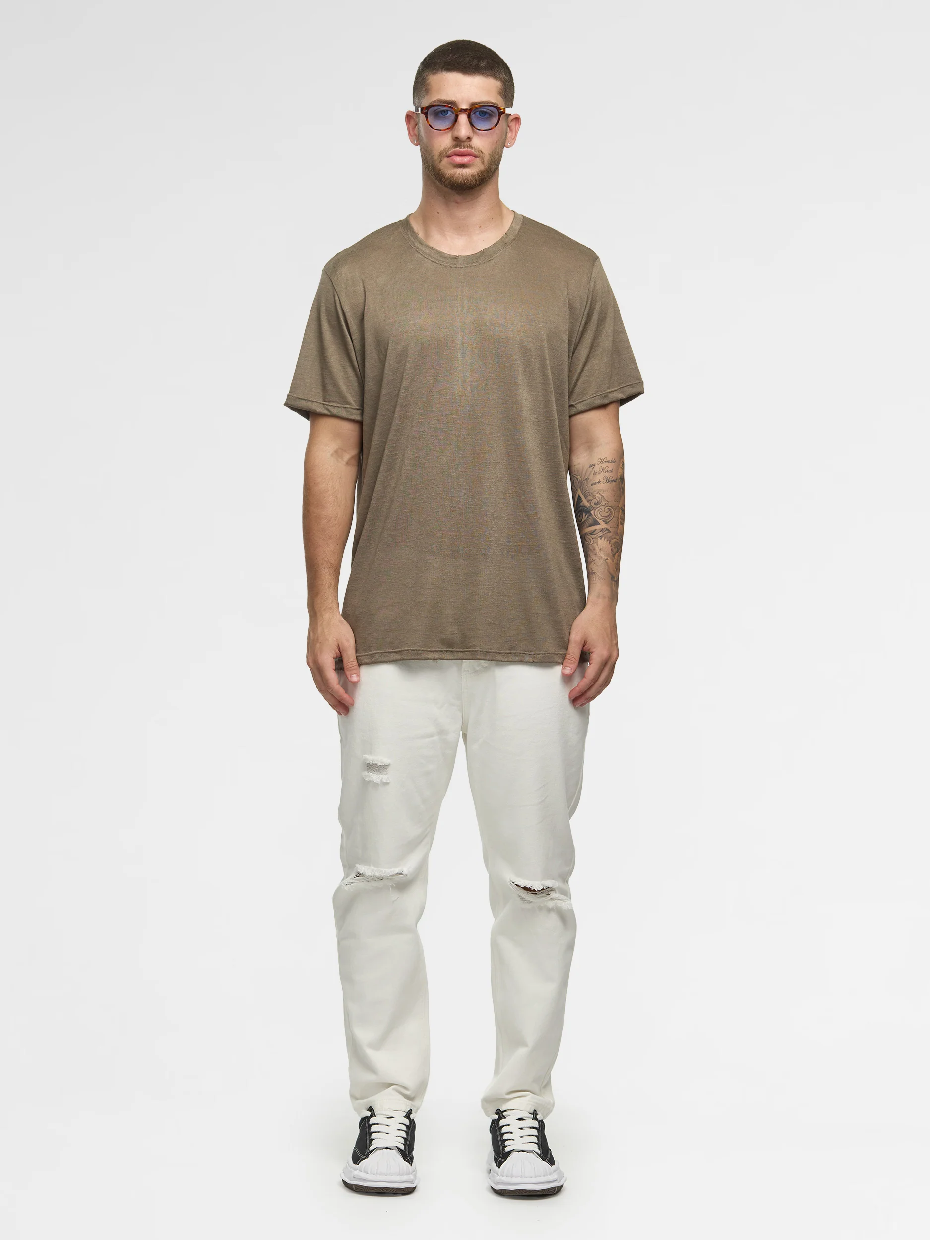 CREW Milano Linen T-Shirt Khaki - Image 2
