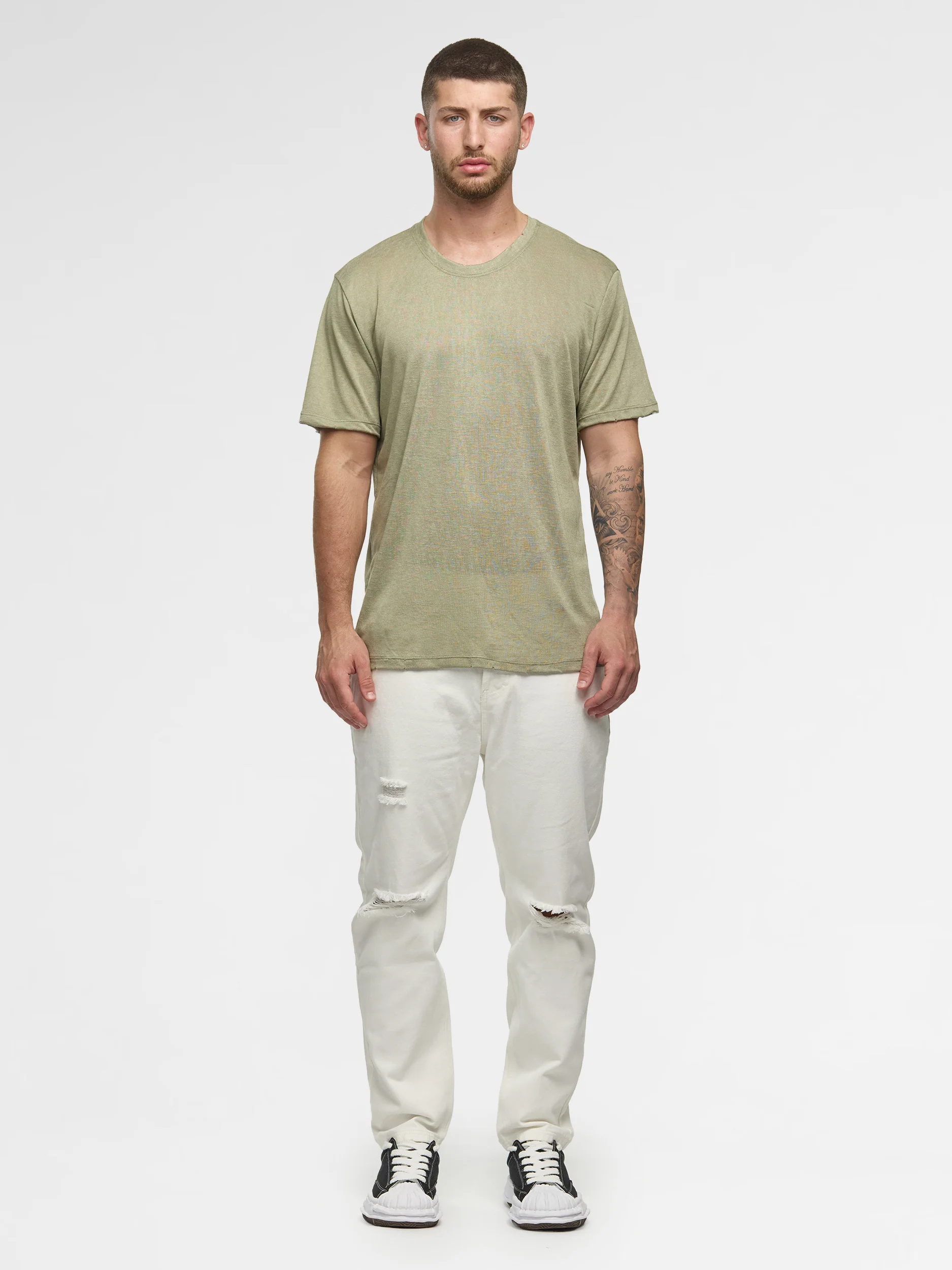 CREW Milano Linen T-Shirt Light Green - Image 2