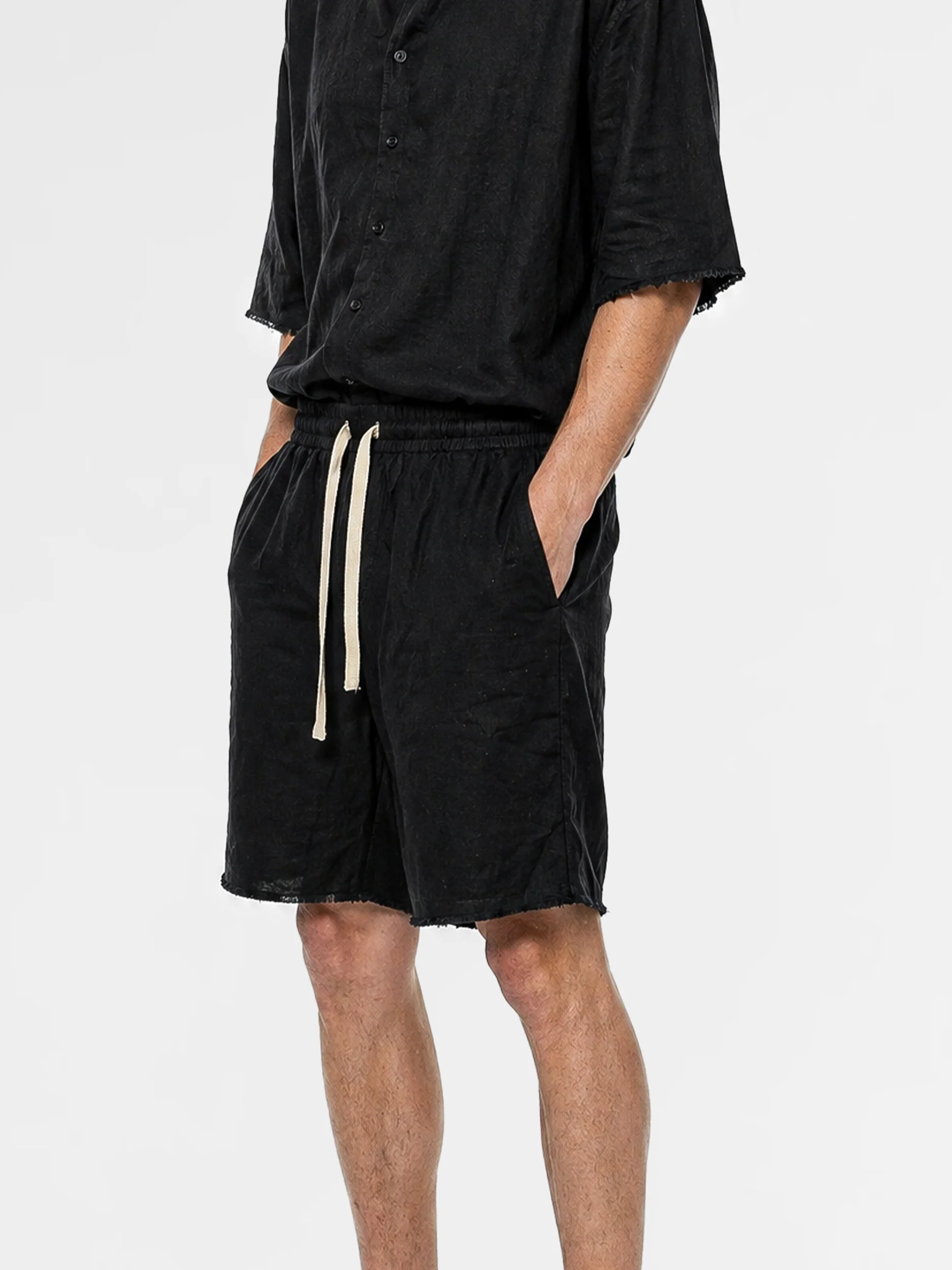 CREW Milano "Mykonos" Linen Set Shirt/Pants Black - Image 3