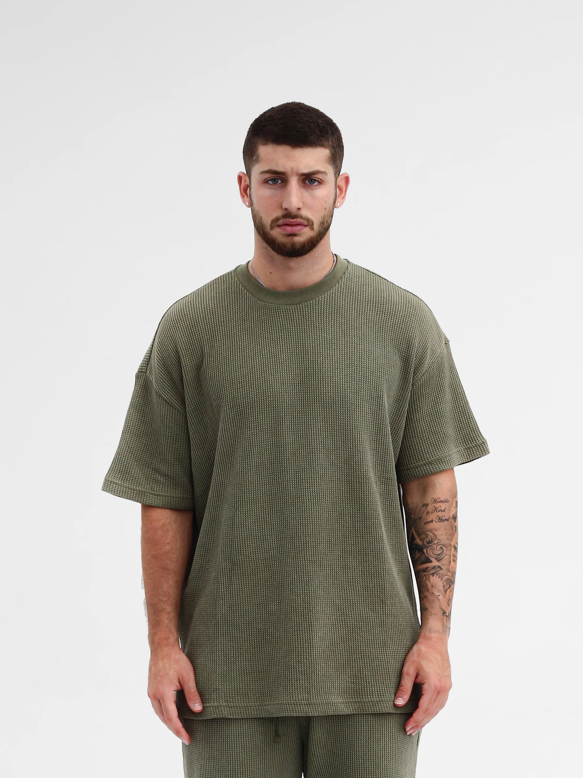 CREW Milano Oversize Set T-Shirt/Pants Waffle Green - Image 3