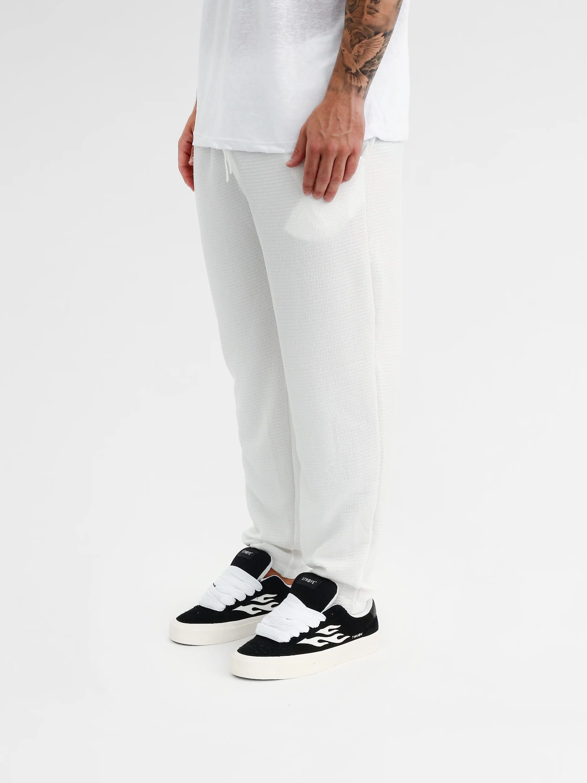 CREW MILANO Waffle Pants White - Image 3