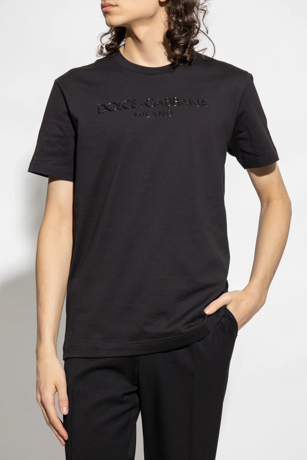 Dolce & Gabbana BLACK T-SHIRT WITH LOGO - Image 3