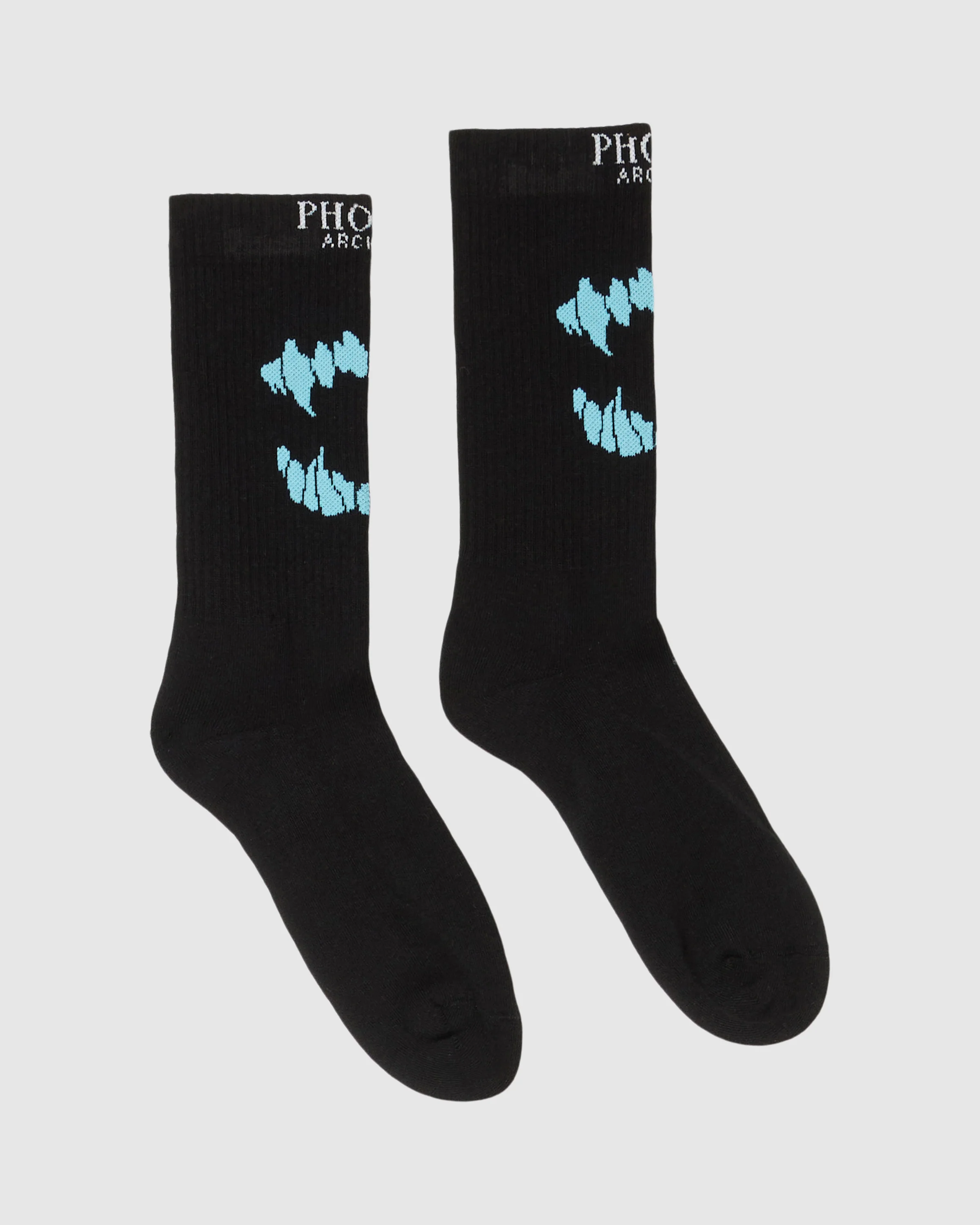 PHOBIA BLACK SOCKS WITH LIGHT BLUE MOUTH