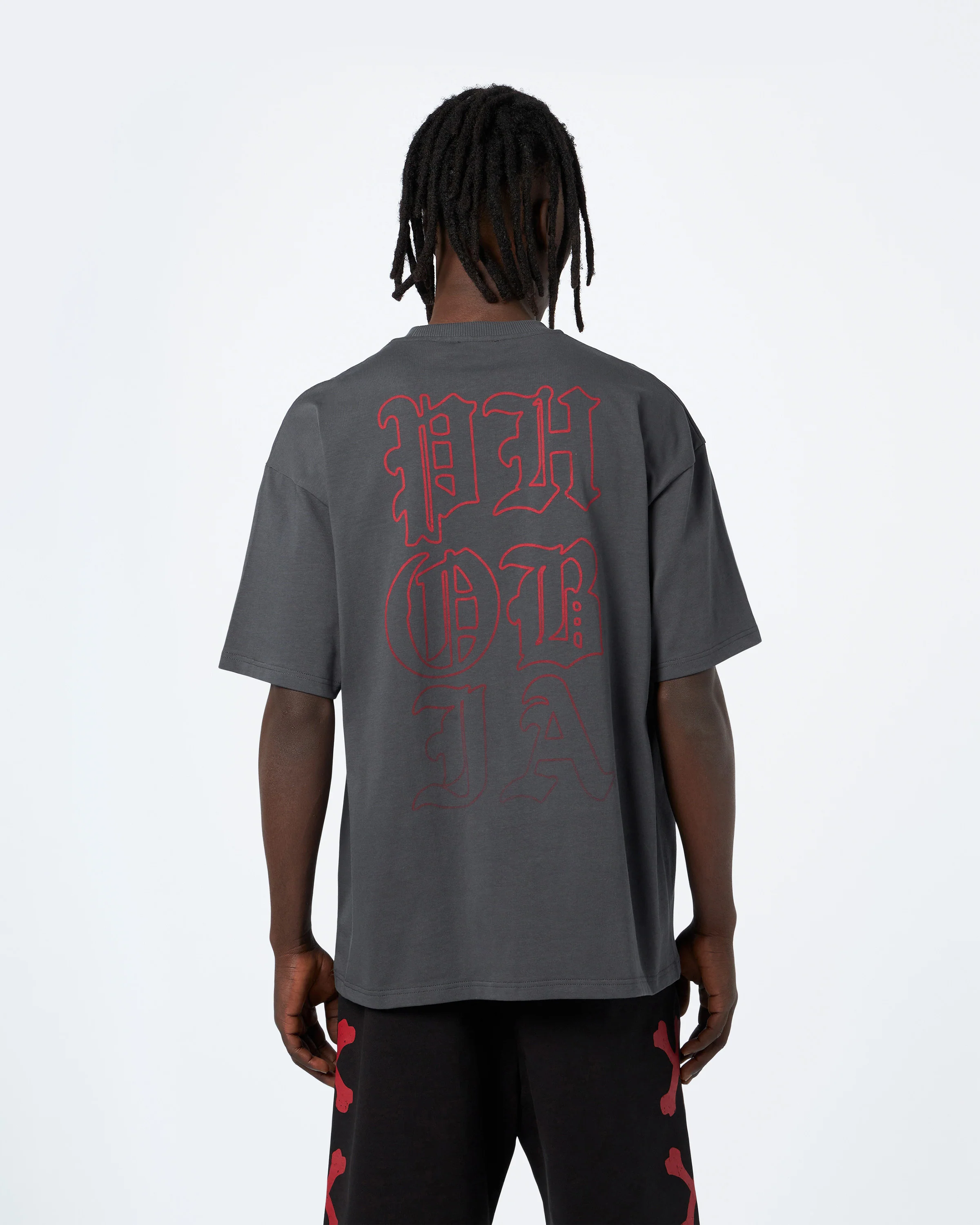 PHOBIA GREY T-SHIRT WITH RED MOUTH PRINT4 - Image 4