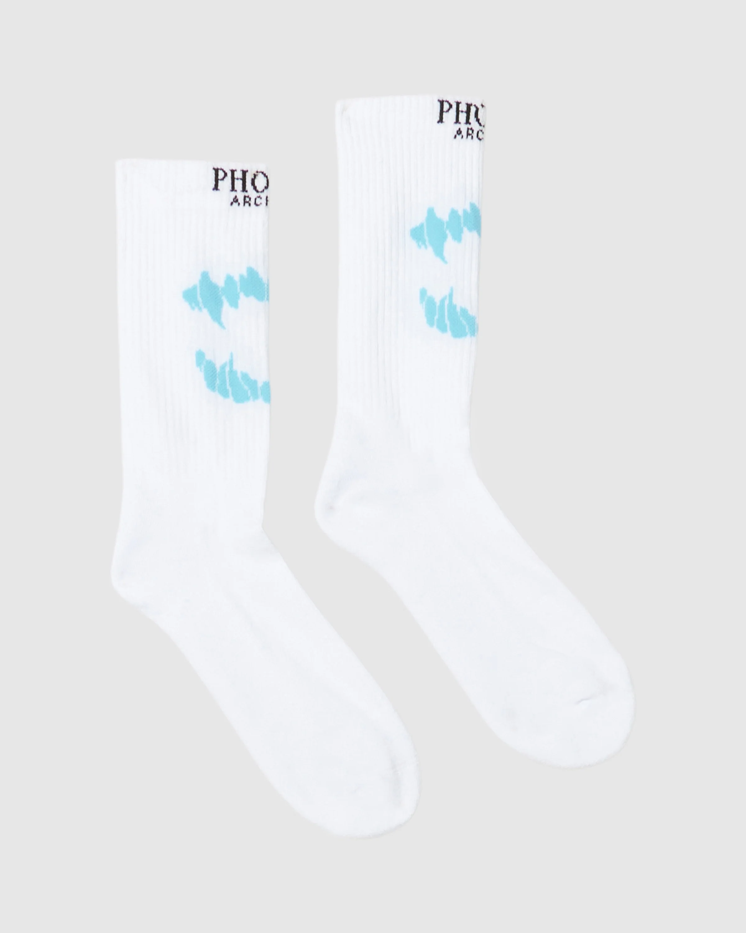 PHOBIA WHITE SOCKS WITH LIGHT BLUE MOUTH