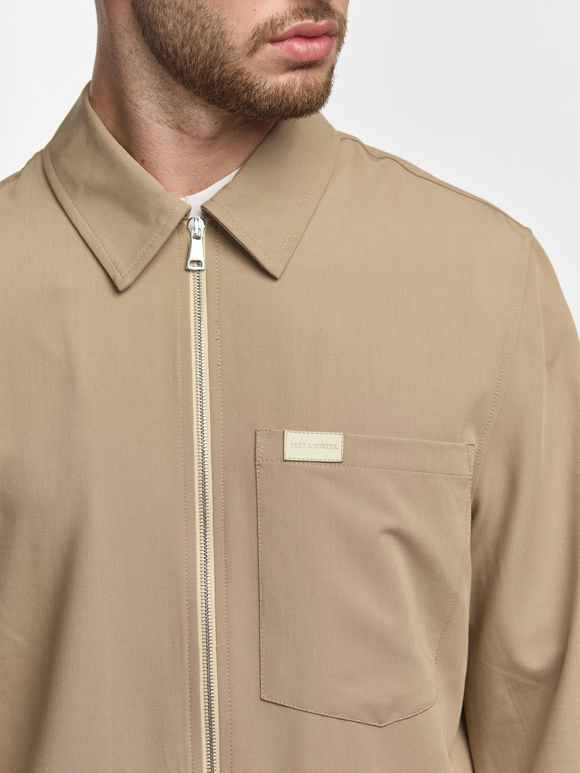 Prêt A Porter Zipper Jacket with Pocket Beige - Image 5