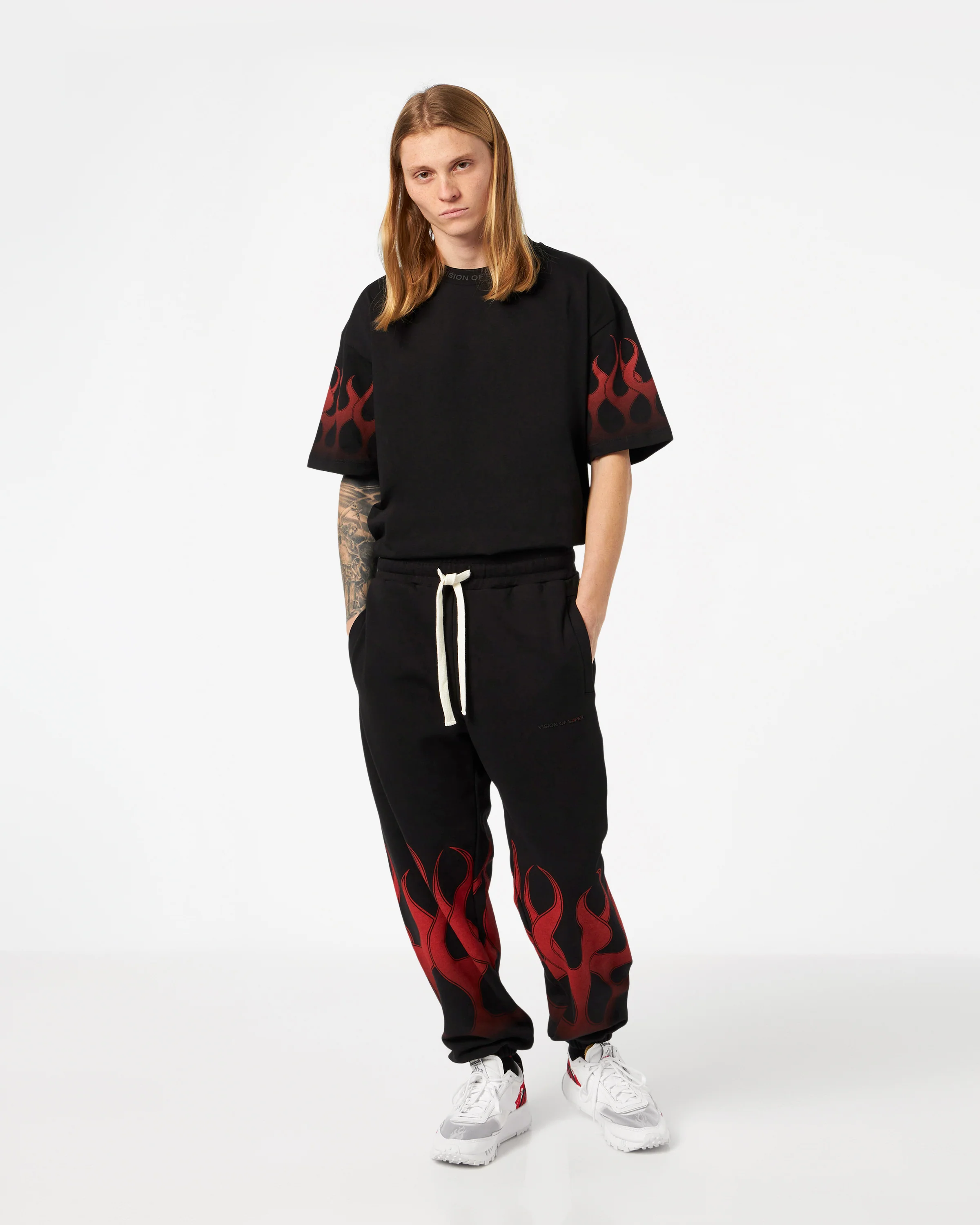VISION OF SUPER BLACK PANTS WITH RED FLAMES - Image 2