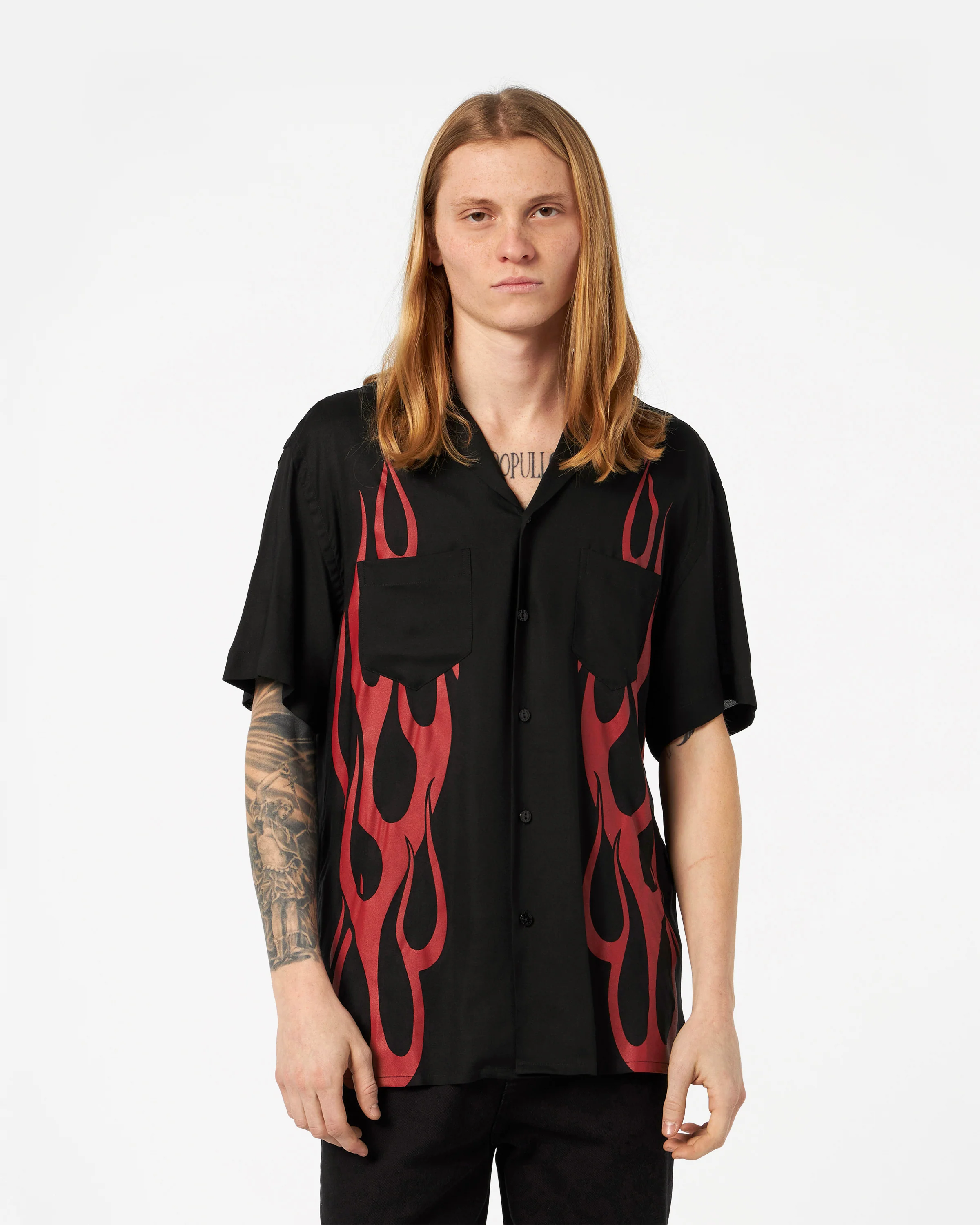 VISION OF SUPER BLACK SHIRT WITH RED FLAMES - Image 2