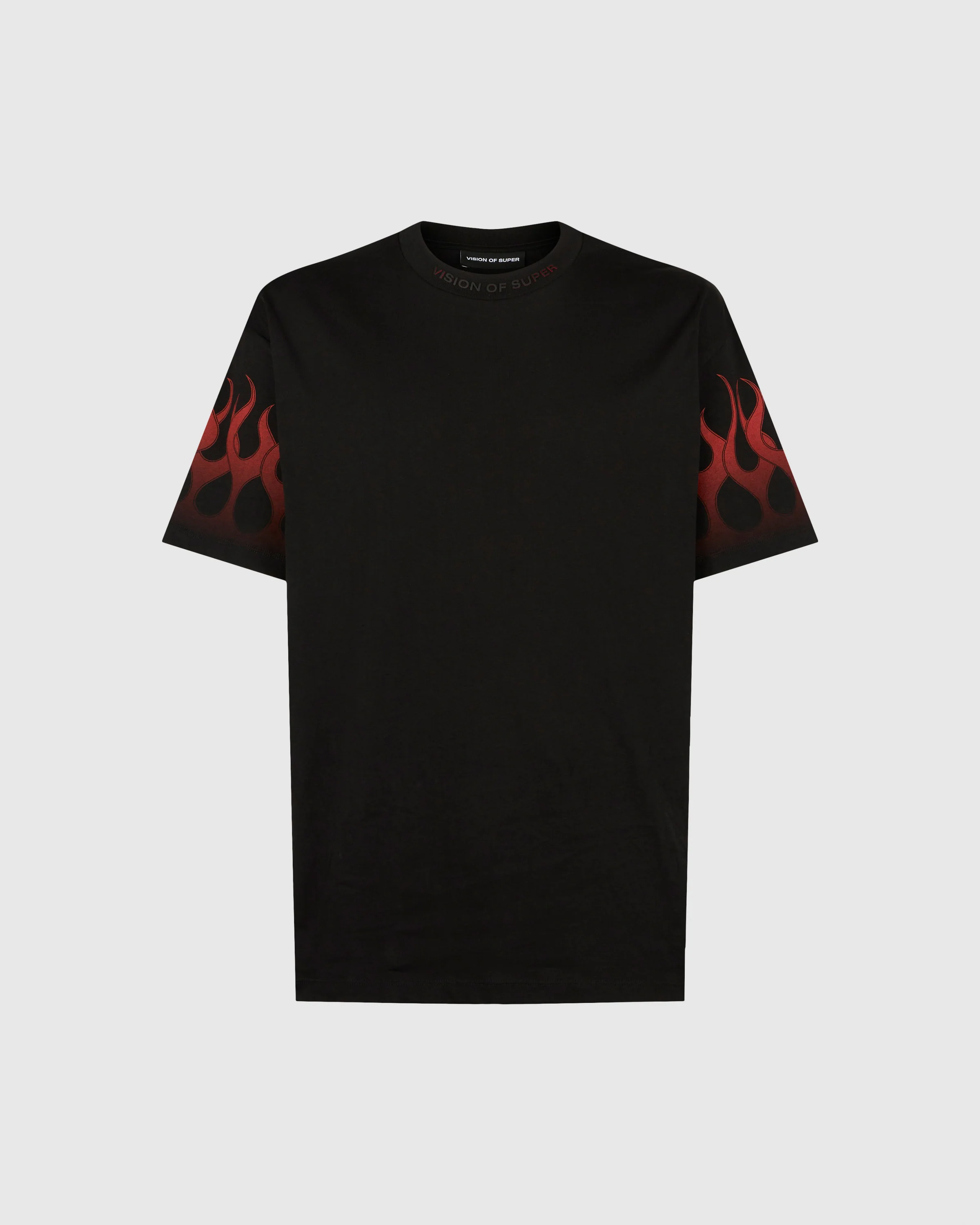 VISION OF SUPER BLACK TSHIRT WITH RED FLAMES